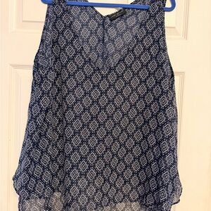 Lane Bryant Navy Diamond Pattern Blouse